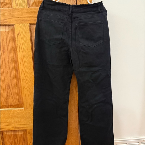 Black Distressed Fold Over Boyfriend Jeans - Picture 2 of 3